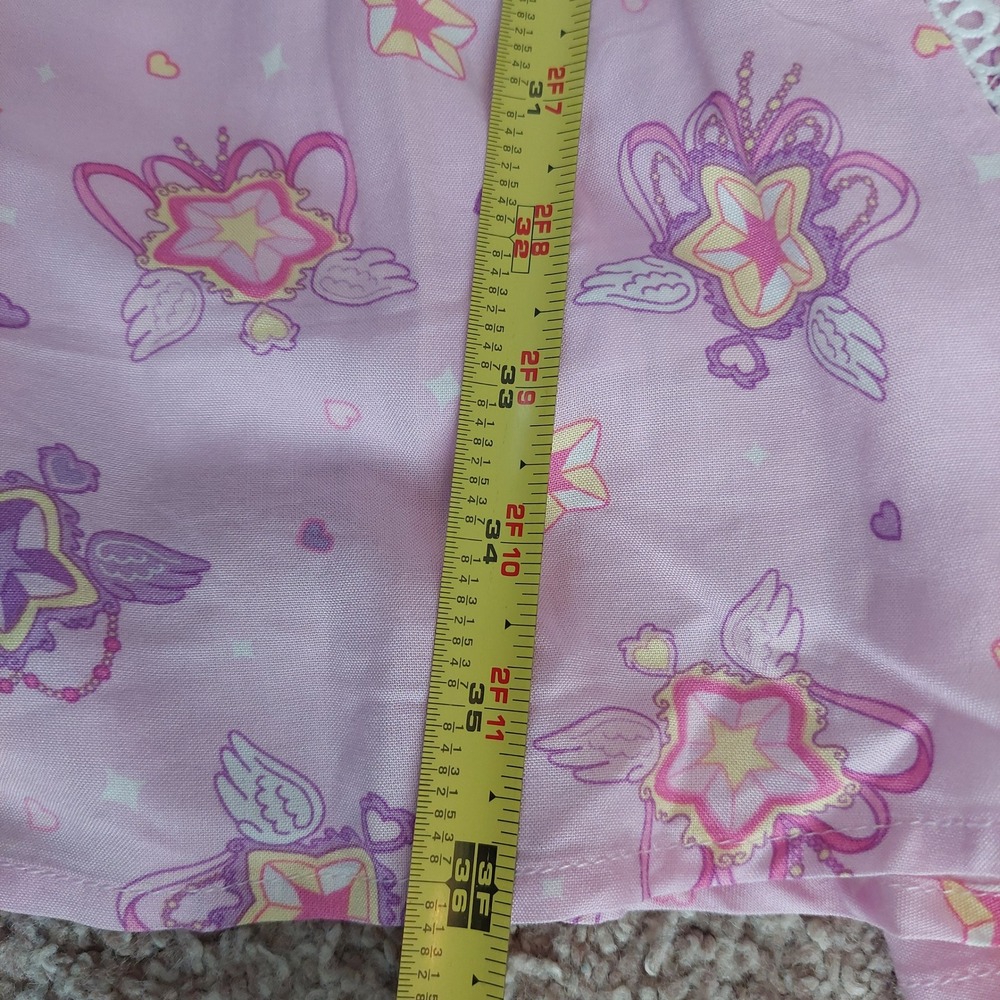 Sweet Society Hot Topic Pink Kawaii Wings Tiered Dress Heart Lace Up Size Large - Picture 6 of 9
